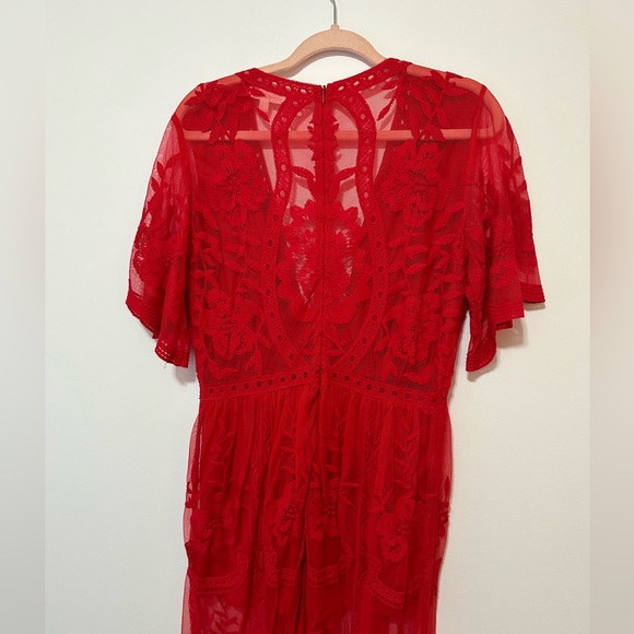 Red lace romper. Red is a little deeper than the photo. - Picture 3 of 11